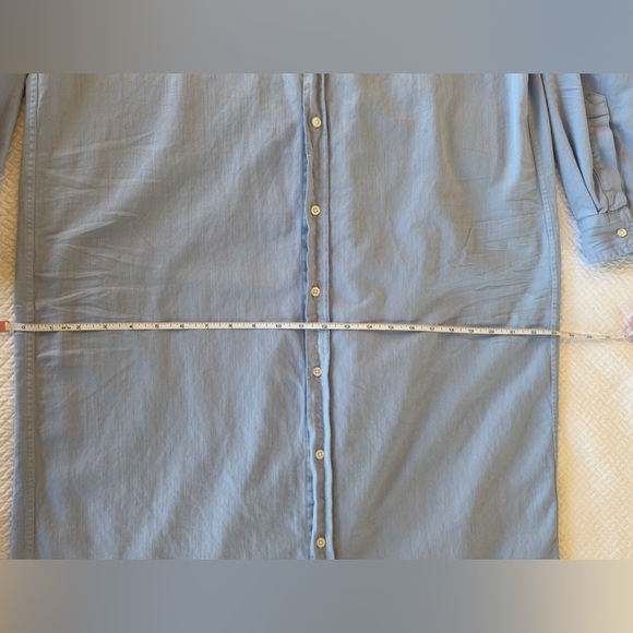 Frank & Eileen Glacier Blue Cotton Tattered Wash Maxi Shirtdress - Large - Picture 6 of 10